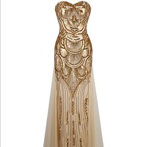 Formal Strapless Sequin Gown